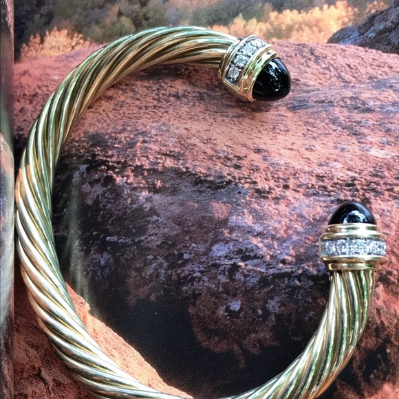 SOLD.  David Yurman 14k Diamond Onxy Bracelet - Picture 3 of 8